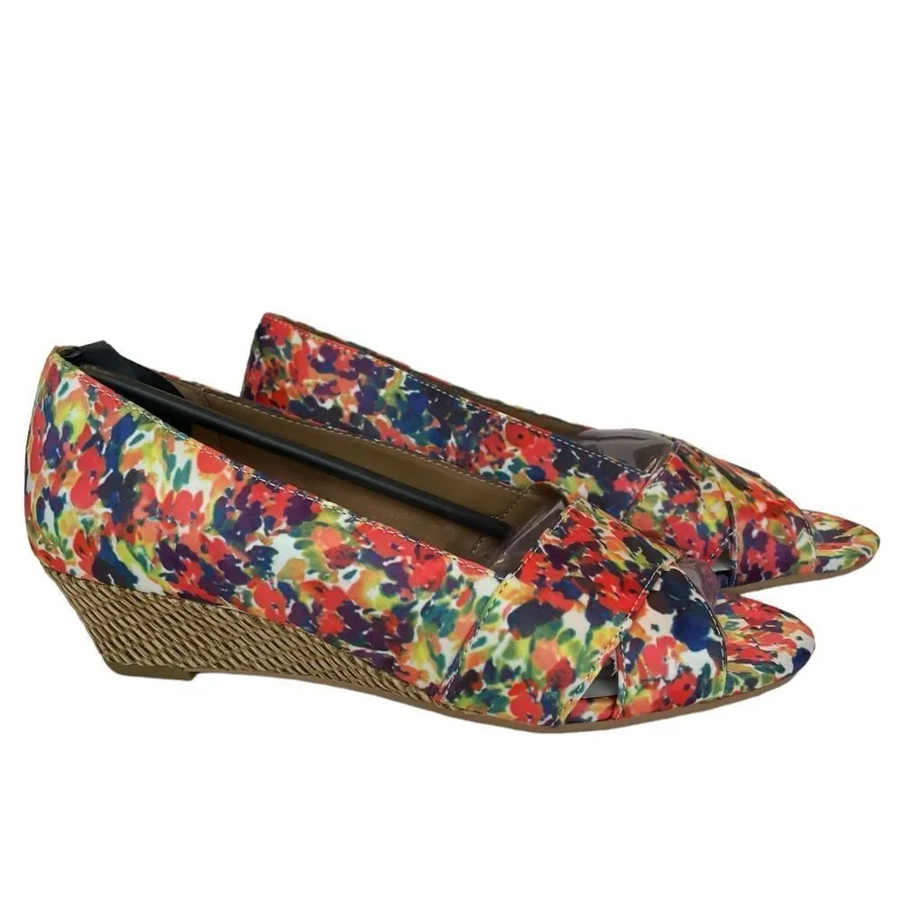 AEROSOLES SHIPMATES FLORAL WEDGE, sz 7.5‎